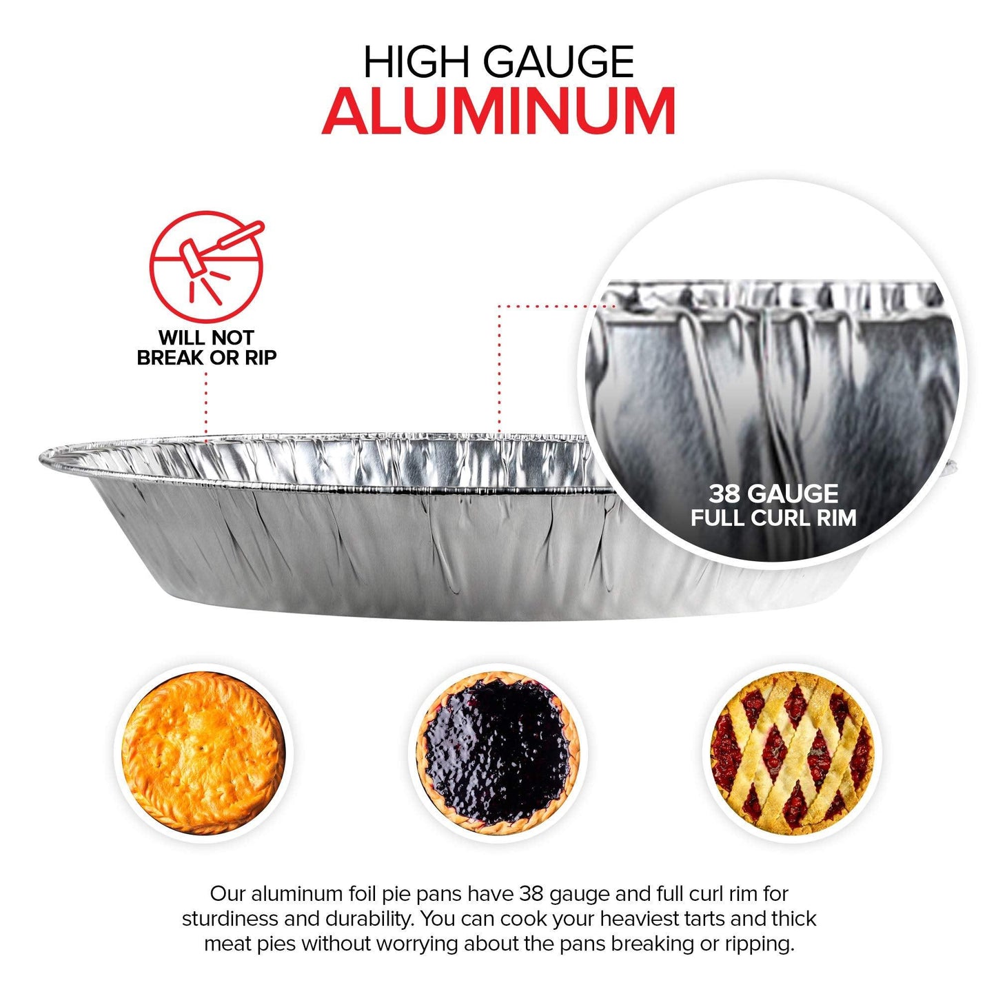 Stock Your Home 9 Inch Deep Dish Aluminum Foil Pie Pans (50 Count) - Disposable & Recyclable Large Pie Pan - Pie Plates for Bakeries, Cafes, Restaurants - Durable Large Foil Pans for Extra Pie Filling - CookCave