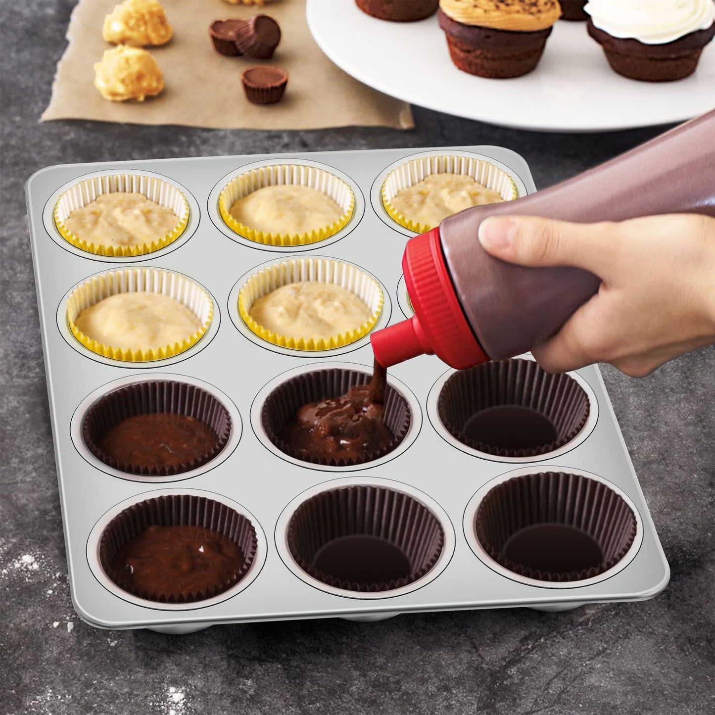 Homikit Stainless Steel Muffin Pan, Heavy Weight Metal Muffin Tin Pans with 12 Regular Size Cups, Deep Cupcake Tray Mold Great for Baking Egg Muffin Cakes, Rust Free, Quick Release & Dishwasher Safe - CookCave