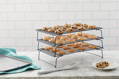 Wilton Excelle Elite 3-Tier Cooling Rack for Cookies, Cake and More - Cool Batches of Cookies, Cake Layers or Finger Foods, Black - CookCave