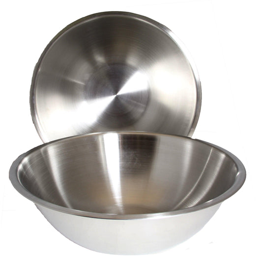 8 Quart, Set of 2, Mixing Bowls, Stainless Steel, Professional Chef, Commercial Kitchen, by Winco, 13.25 Inches Diameter, Flat Base - CookCave