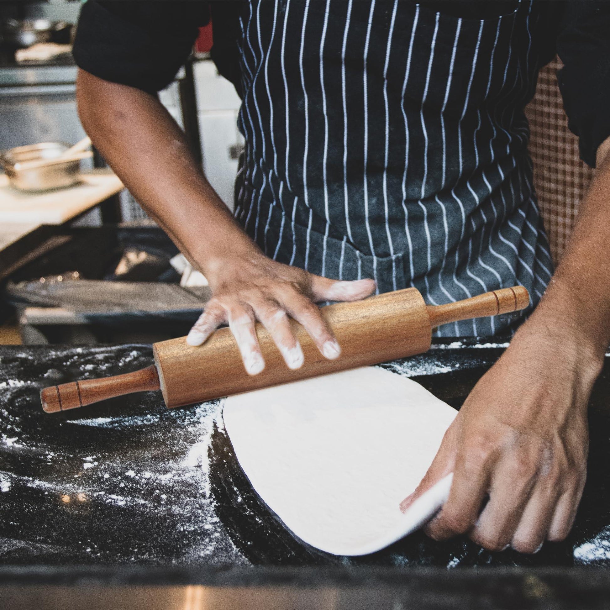 KITEISCAT Acacia Wooden Rolling Pin for Baking- Durable, Non-Stick Dough Roller with Handles- 17 Inches Long For Pizza, Fondant, Crust, Cookie & More- Classic Pastry - CookCave