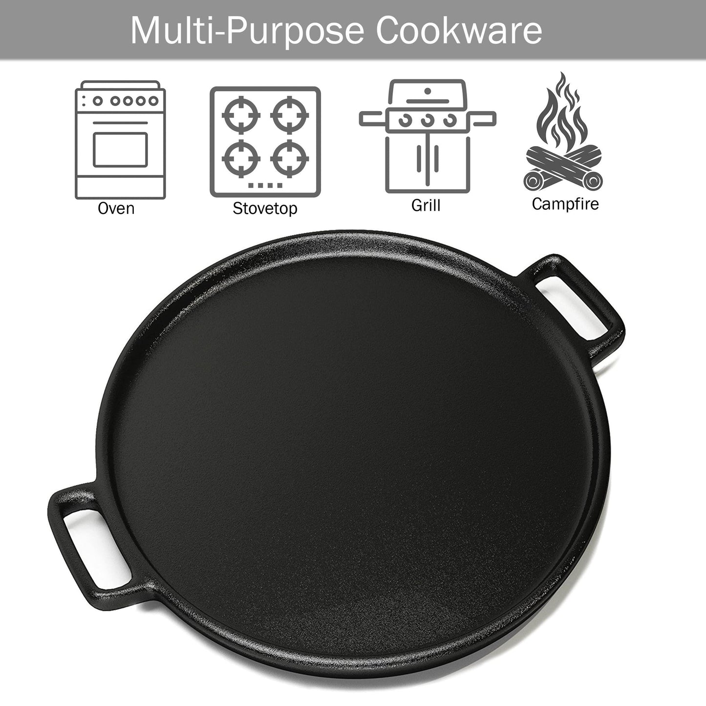 Home-Complete Cast Iron Pizza Pan-14” Skillet for Cooking, Baking, Grilling-Durable, Long Lasting, Even-Heating and Versatile Kitchen Cookware - CookCave