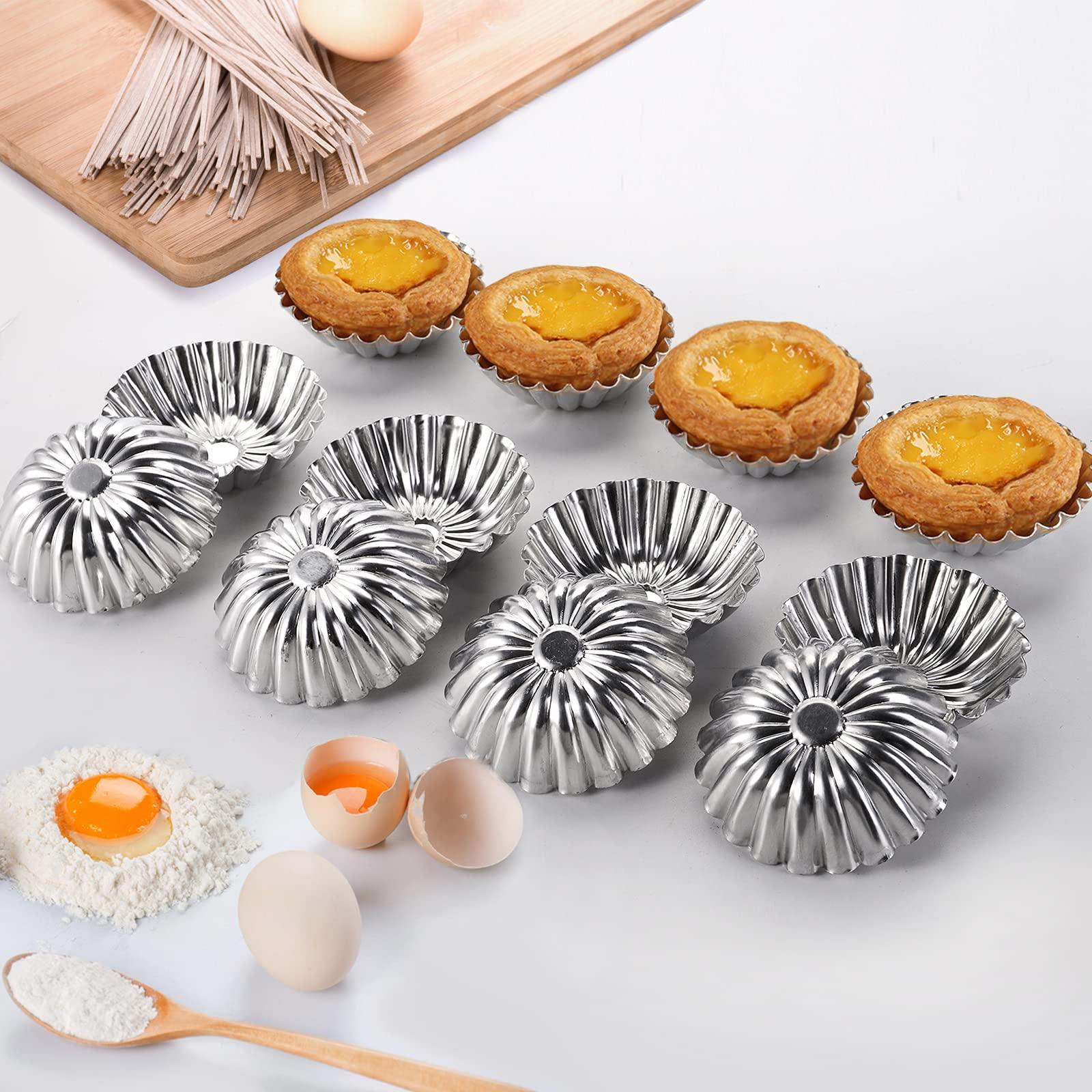 Dicunoy 100 PCS Egg Tart Molds for Baking, 3" Mini Tart Pie Pan, Aluminum Brioche Mold, Resuable Ensaymada Molder Filipino, Brioche Tins Mould for Tart Shells, Cupcakes, Mini Cake, Pudding, Muffin - CookCave