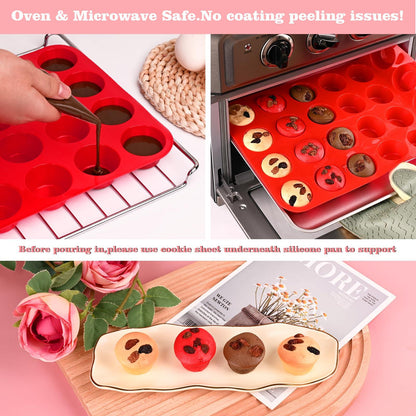 Sakolla Silicone Muffin Pan Non-stick Mini 1.8 Inch 24 Cups Silicone Cupcake Molds for Baking Muffin, Cake, Tart, Bread - CookCave