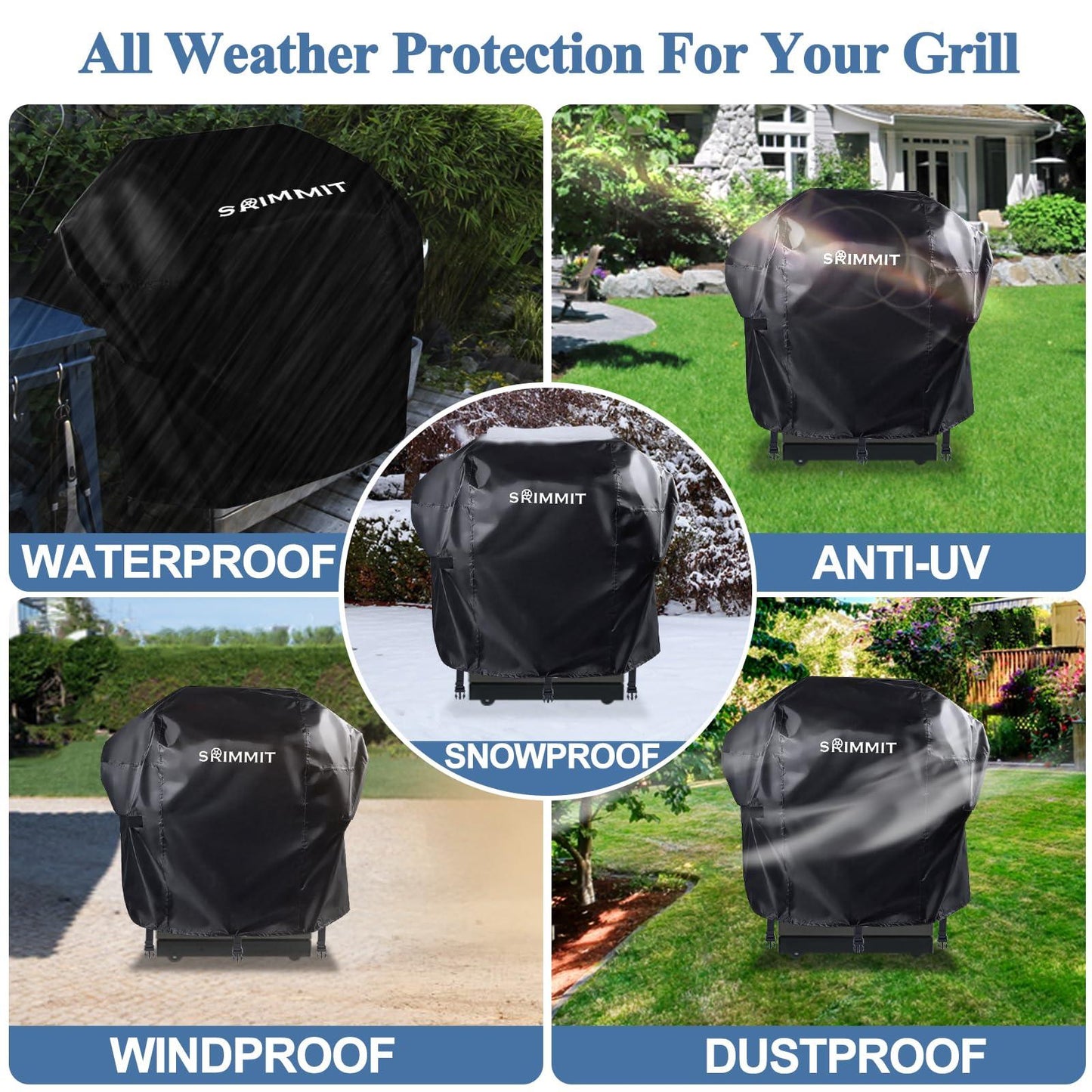 BBQ Cover for Outdoor Grill,SRIMMIT BBQ Grill Covers with Velcro Straps and Windproof Buckles，UV & Fade Resistant, Nano Coating for Weber Spirit II 200 Series, Spirit 200, Spirit II E210 Gas Grill - CookCave