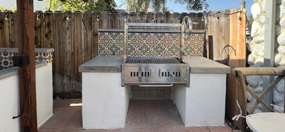 Built In/Table Top Charcoal Outdoor BBQ, Stainless Steel #430 Body and #304 Grates, Rotisserie Parrilla Santa Maria/Argentine Grill Spit - CookCave