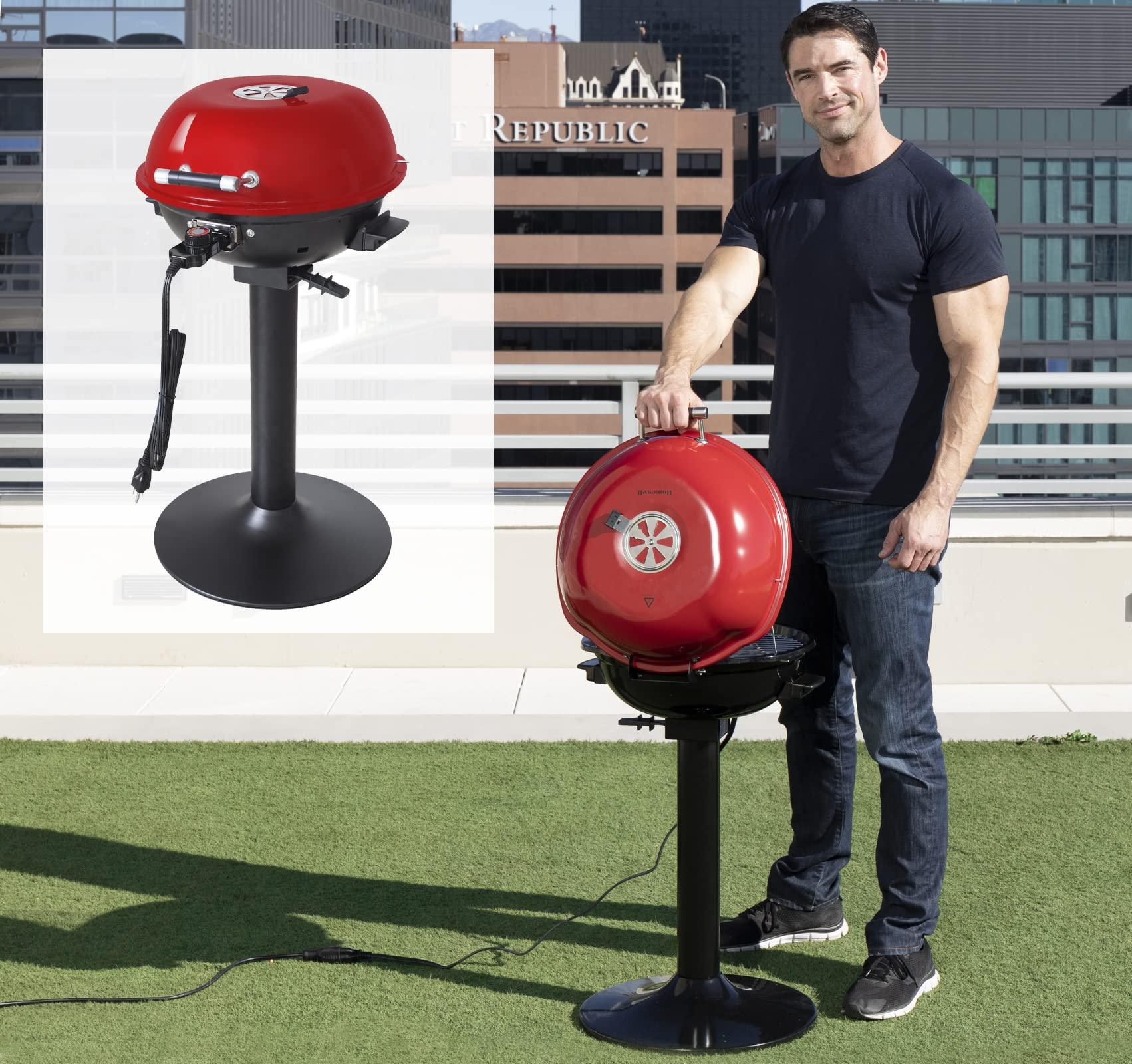 Homewell Electric BBQ Grill for Indoor & Outdoor Grilling with Warming Rack - Portable Patio Grill 1600 Watts (Red) - CookCave