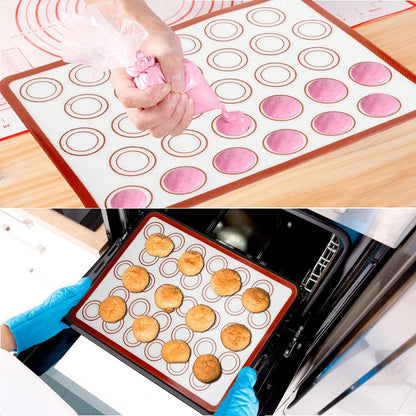 Rolling-Pin-Silicone-Baking-Mats-Set, Nonstick Dough Rolling Pastry Mat for Cookie Macaroon Pie Crust Pizza, Heat-resistant Silicone Baking Sheets for Oven, Silicon Macaroons Baking Mats - CookCave