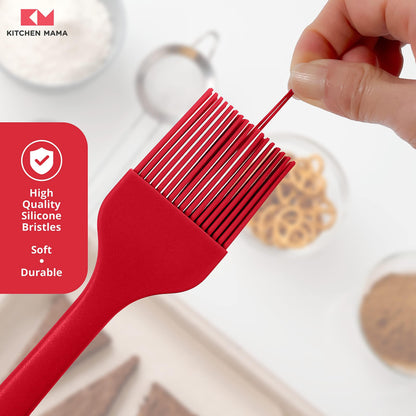 Kitchen Mama Silicone Basting Pastry Brush: Set of 2 Heat Resistant Basting Brushes for Baking, Grilling, Cooking and Spreading Oil, Butter, BBQ Sauce, or Marinade. Dishwasher Safe (Red) - CookCave