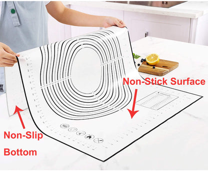 Silicone Pastry Mat Extra Large, 32" x 24" Non-stick Baking Mat with Measurement Kneading Board for Dough Rolling, Non-slip Counter Mat, Oven Liner, Fondant/Pie Crust Mat - CookCave