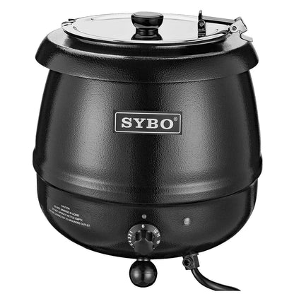 SYBO SB-6000 Commercial Grade Soup Kettle with Hinged Lid and Detachable Stainless Steel Insert Pot for Restaurant and Big Family, 10.5 Quarts, Black - CookCave