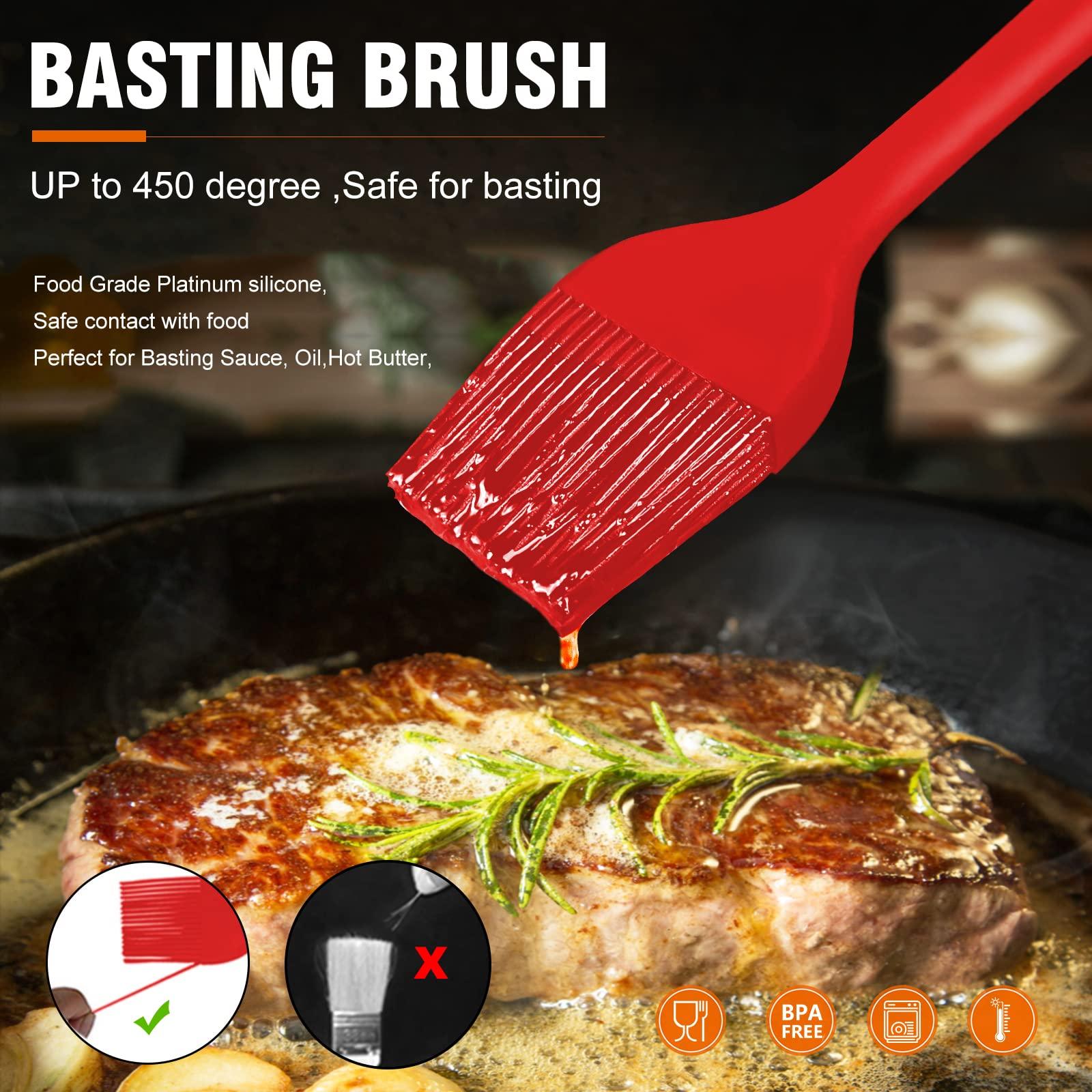 Walfos 3 Size Basting Pastry Brush, Silicone Pastry Brushes for Barbecue, Baking, Desserts, Cooking Brush for Kitchen - Strong Stainless Steel Core - CookCave