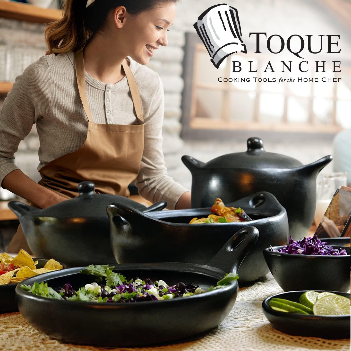 Toque Blanche Chamba Black Clay Tagine - Tagine Pot for Cooking, Clay Cooking Pots for Oven & Stove - Handmade Tagine Pot for Stew - CookCave