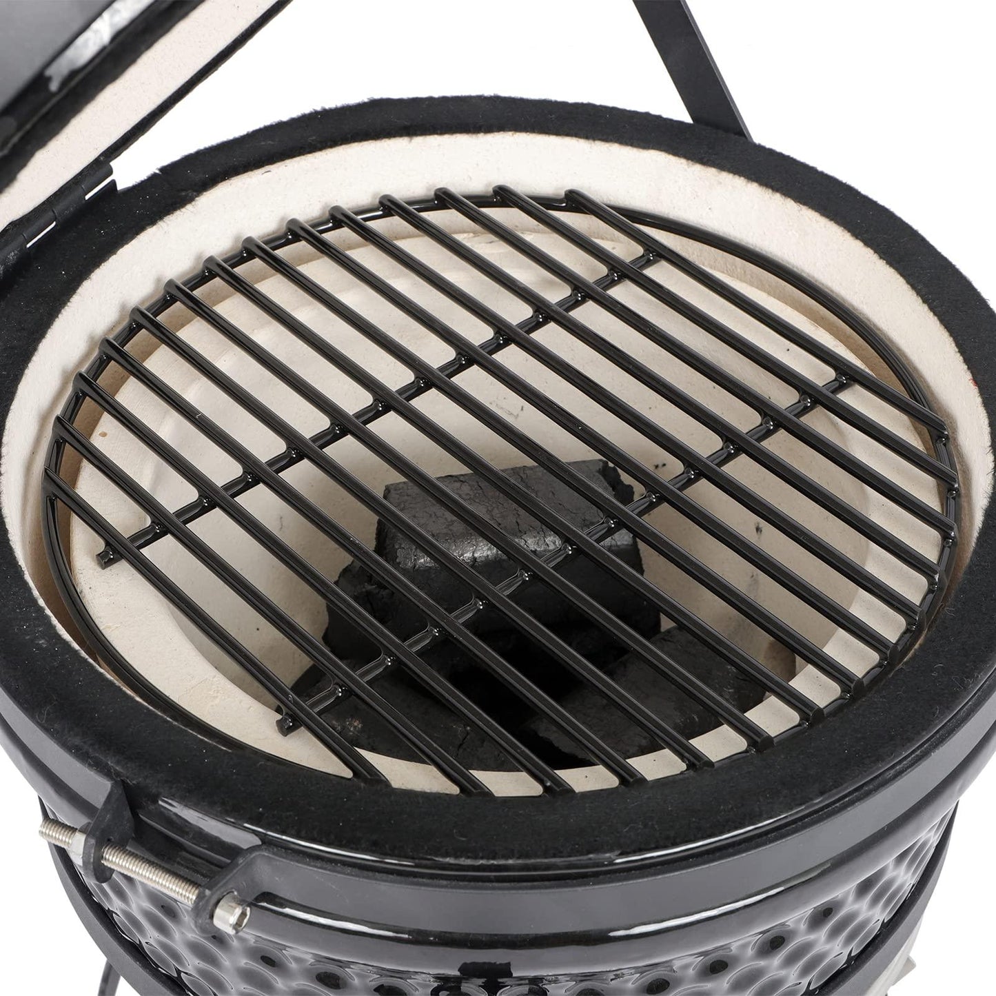 Vasitelan 13 inch Portable Ceramics Charcoal Grill,Kamado BBQ Charcoal Grill (Style 2-Black) - CookCave