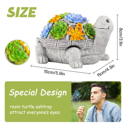 LESES Ashtray, Outdoor Ashtray with Lid Smokeless Waterproof Ash Tray with Cute Turtle Decor, Resin Ashtray for Cigarettes Home Office, Porch Patio Decorations Outdoor Indoor Ashtray - CookCave