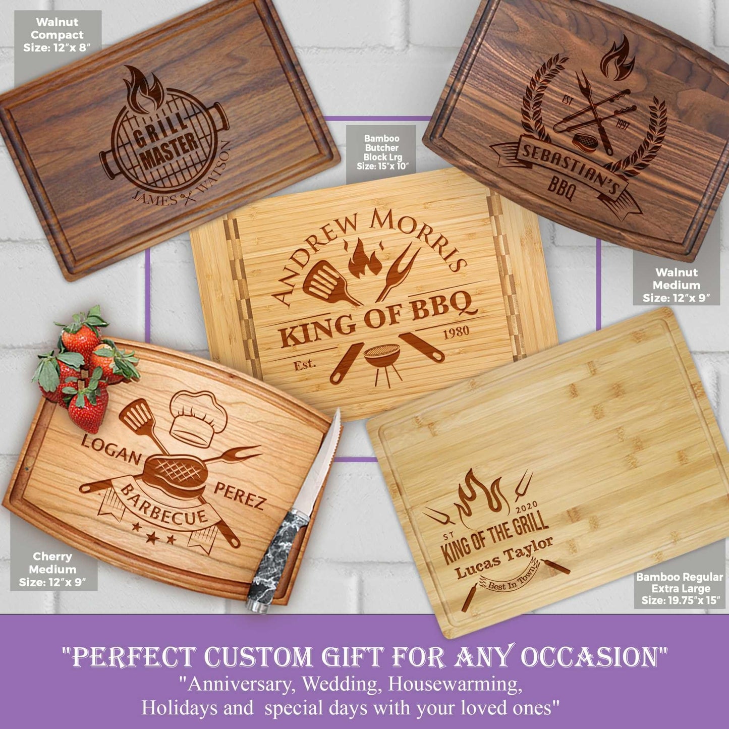 Personalized Dad Cutting Board - Custom Wood Grill Board For BBQ Masters - Unique Barbeque and Grilling Gift Idea for Fathers Day, Birthday, Anniversary, Christmas For Men, Husband, Dad, Grandpa, Him - CookCave