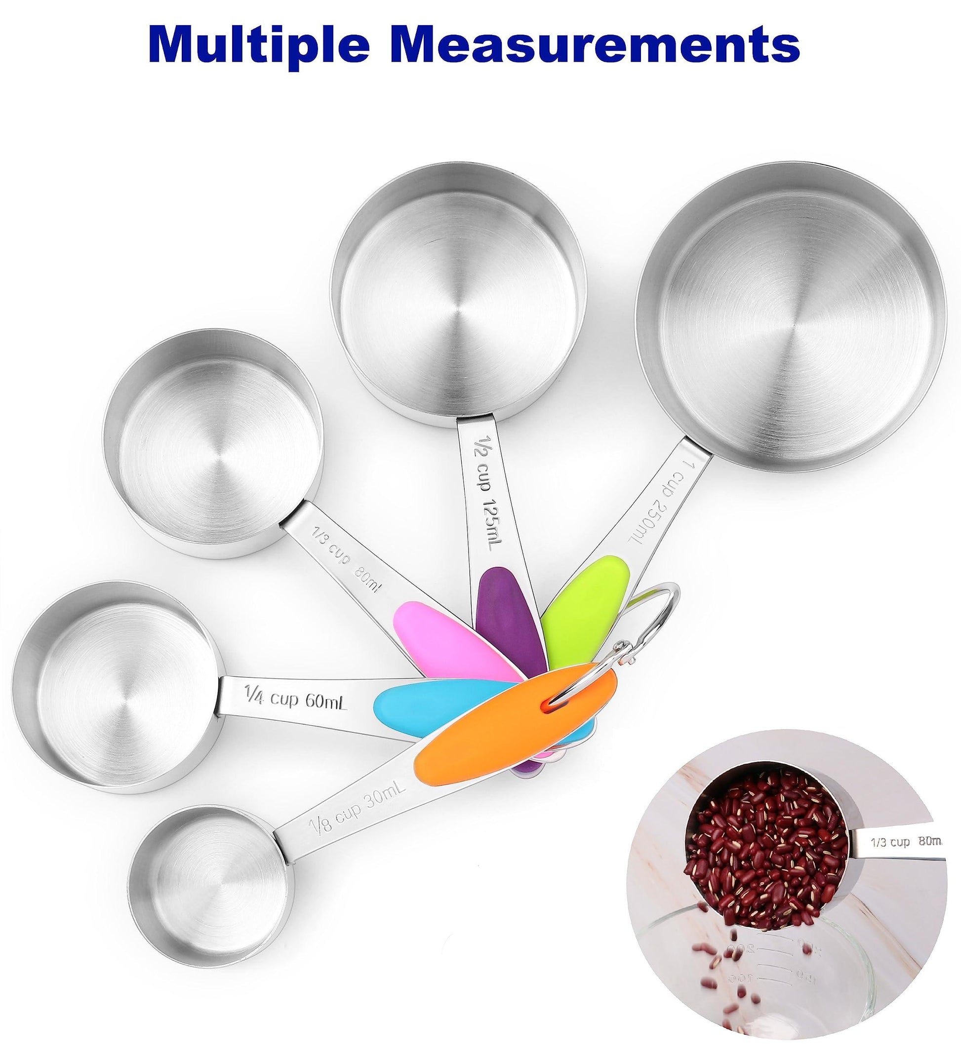 Measuring Cups Set Stainless Steel-Measuring Spoon Liquid Stackable Metric Measuring Scoop for Baking or Cooking,Kitchen Cake Decorating Supplies Measuring Cup Organizer - CookCave
