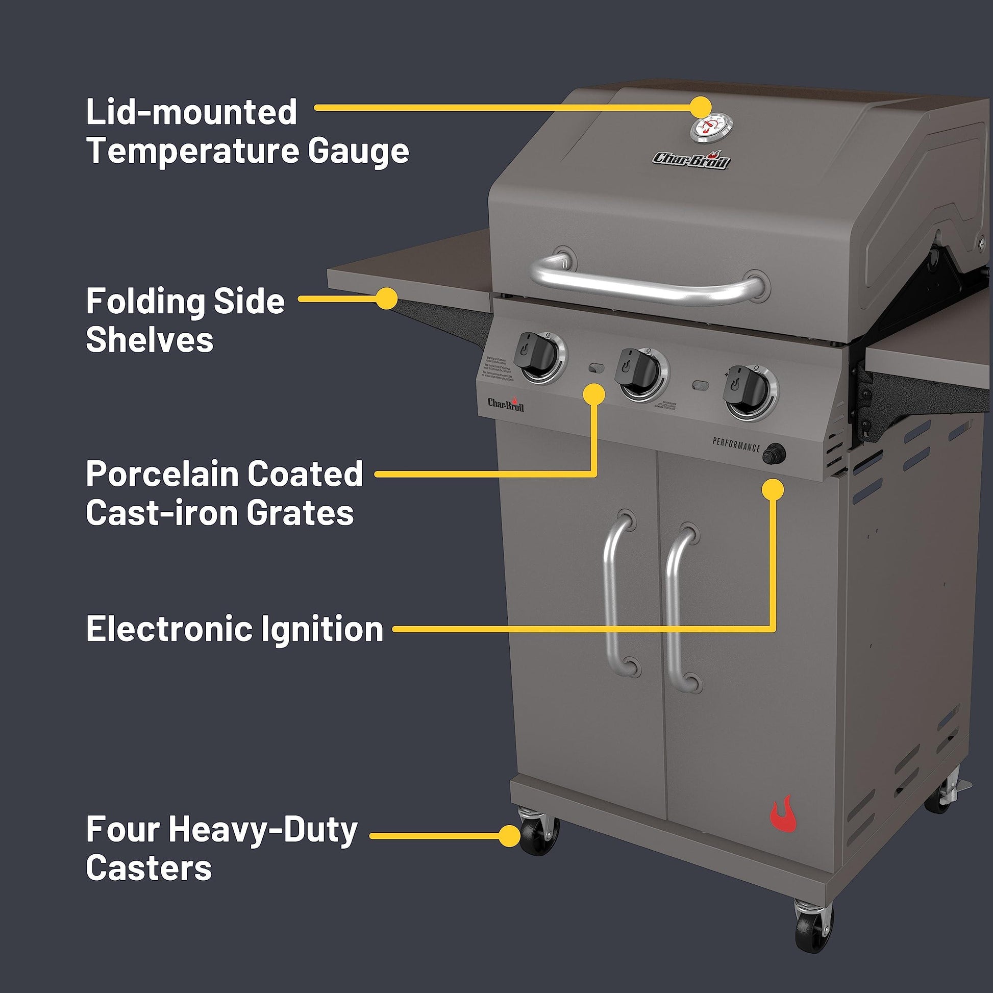 Char-Broil Performance Series Convective 3-Burner Cart Propane Gas Stainless Steel Grill - 463732823 - CookCave