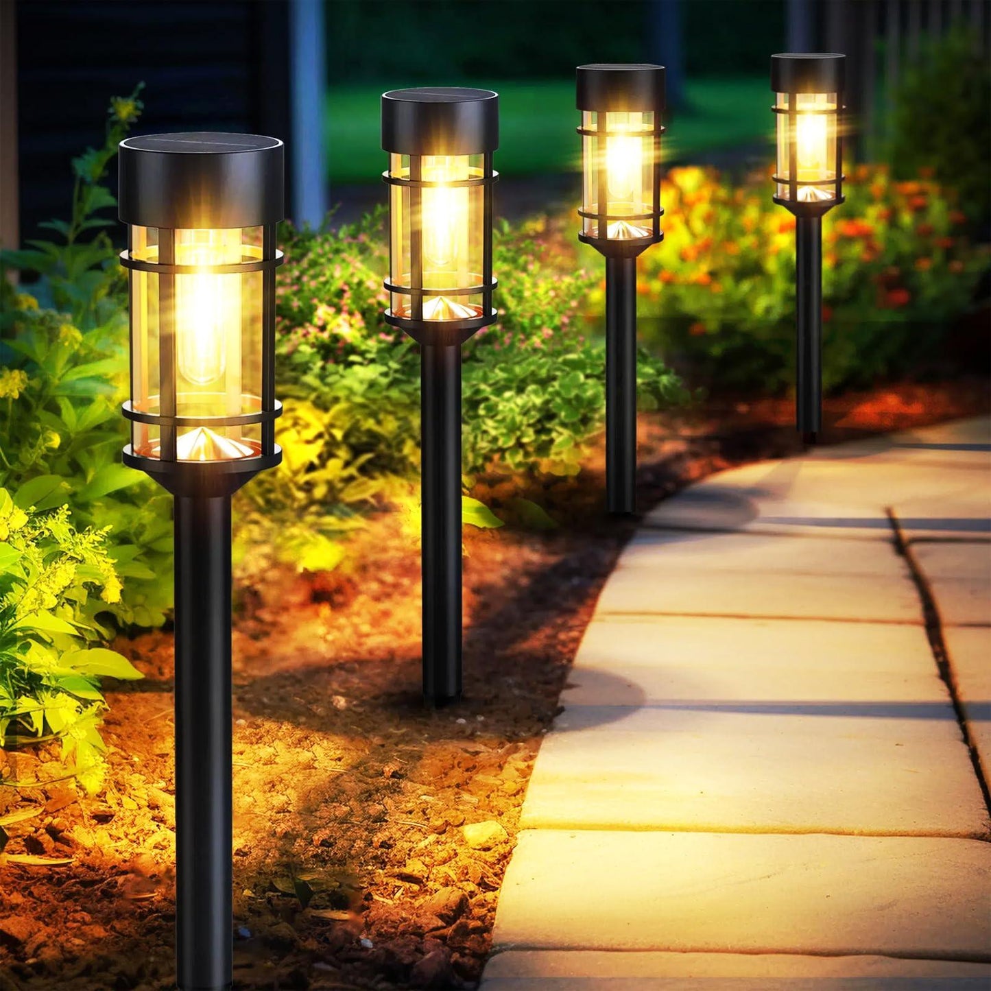 Mancra Solar Pathway Lights, 8 Pack LED Solar Lights Outdoor Waterproof, Glass Solar Garden Lights Landscape Lighting for Yard Lawn Walkway Driveway, 3000K - CookCave