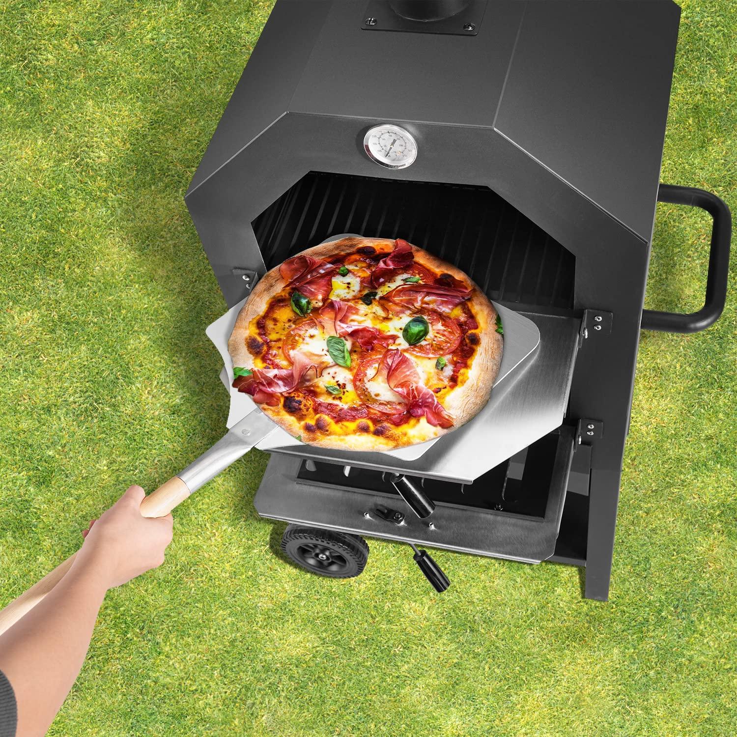 Outdoor Pizza Oven Wood Fire Wood Fired Pizza Oven for Outside with Waterproof Cover, 12" Pizza Stone, Pizza Spatula and 4pcs Grill Rack by DNKMOR - CookCave