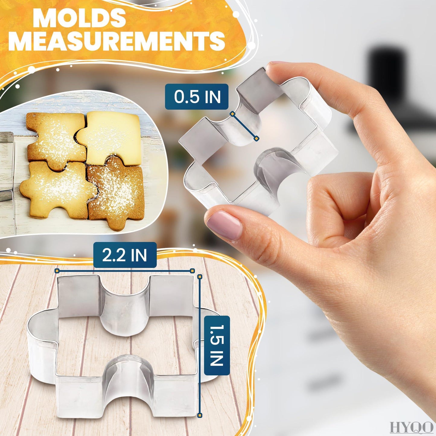 4Pcs Puzzle Cookie Cutter Set - Puzzle Piece Fondant Cutter Stainless Steel Clay Cutters Fondant Biscuit Cutters Tool for Baking Cutting Shapes - Small Cookie Cutters for Baking Birthday Decoration - CookCave