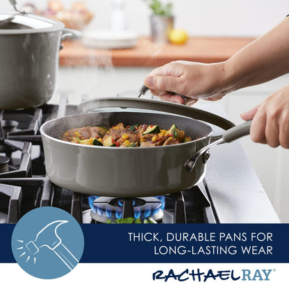 Rachael Ray Cook + Create Nonstick Sauté Pan with Lid, 3 Quart, Gray - CookCave