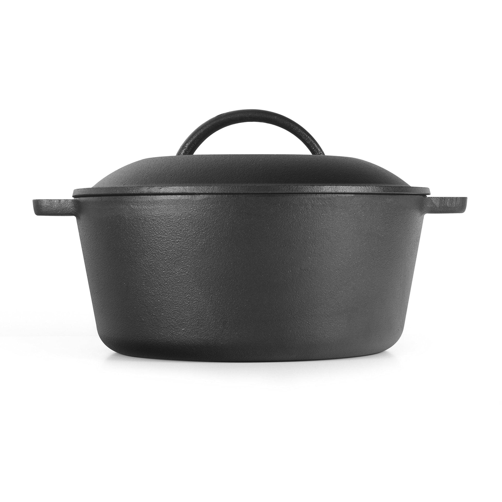 COMMERCIAL CHEF 5 Quart Cast Iron Dutch Oven with Dome Lid & Handles, Preseasoned - CookCave