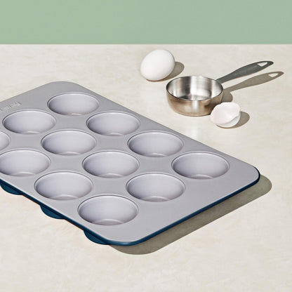 Caraway Non-Stick Ceramic 12-Cup Muffin Pan - Naturally Slick Ceramic Coating - Non-Toxic, PTFE & PFOA Free - Perfect for Cupcakes, Muffins, and More - Navy - CookCave