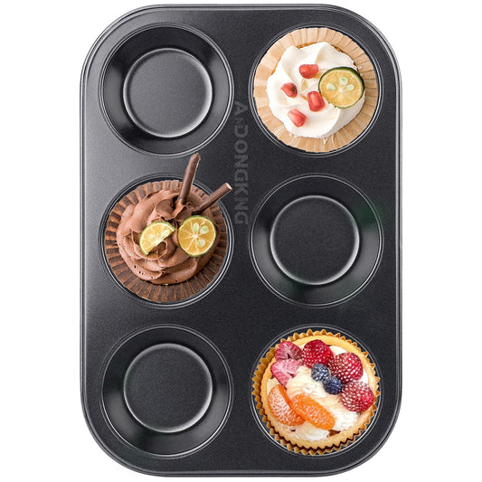 AmDONGKING Muffin Pan, Cupcake Pans, 6 Cup Premium Non-Stick Carbon Steel Kitchen Baking Quiche Pan, 10.4 X 7.1 Inches - CookCave