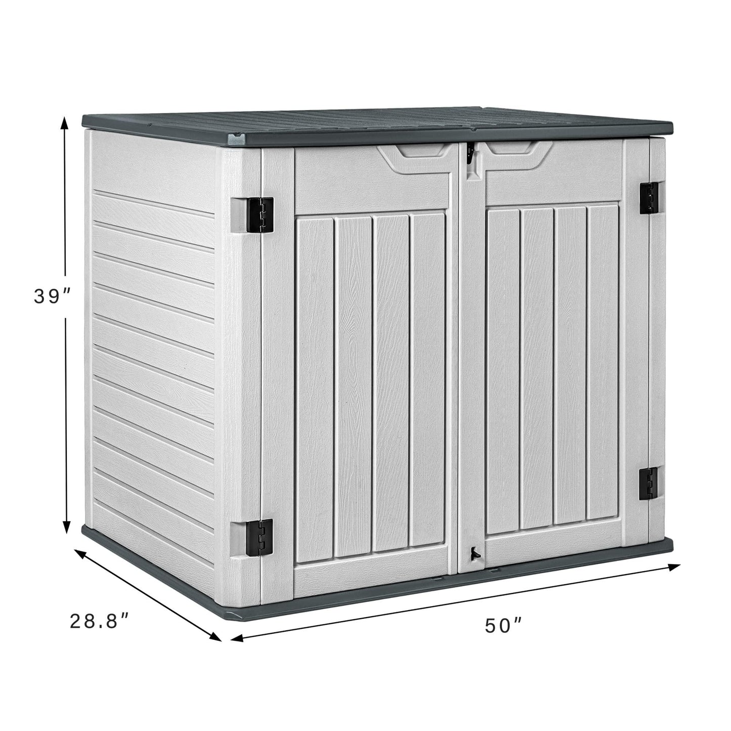 Devoko Resin Outdoor Storage Shed 28 Cu Ft Horizontal Outdoor Storage Cabinet Waterproof Patio Tools Storage Box for Pool Toys, Sofa Cushion, Lawn Mower and Garbage Cans - CookCave