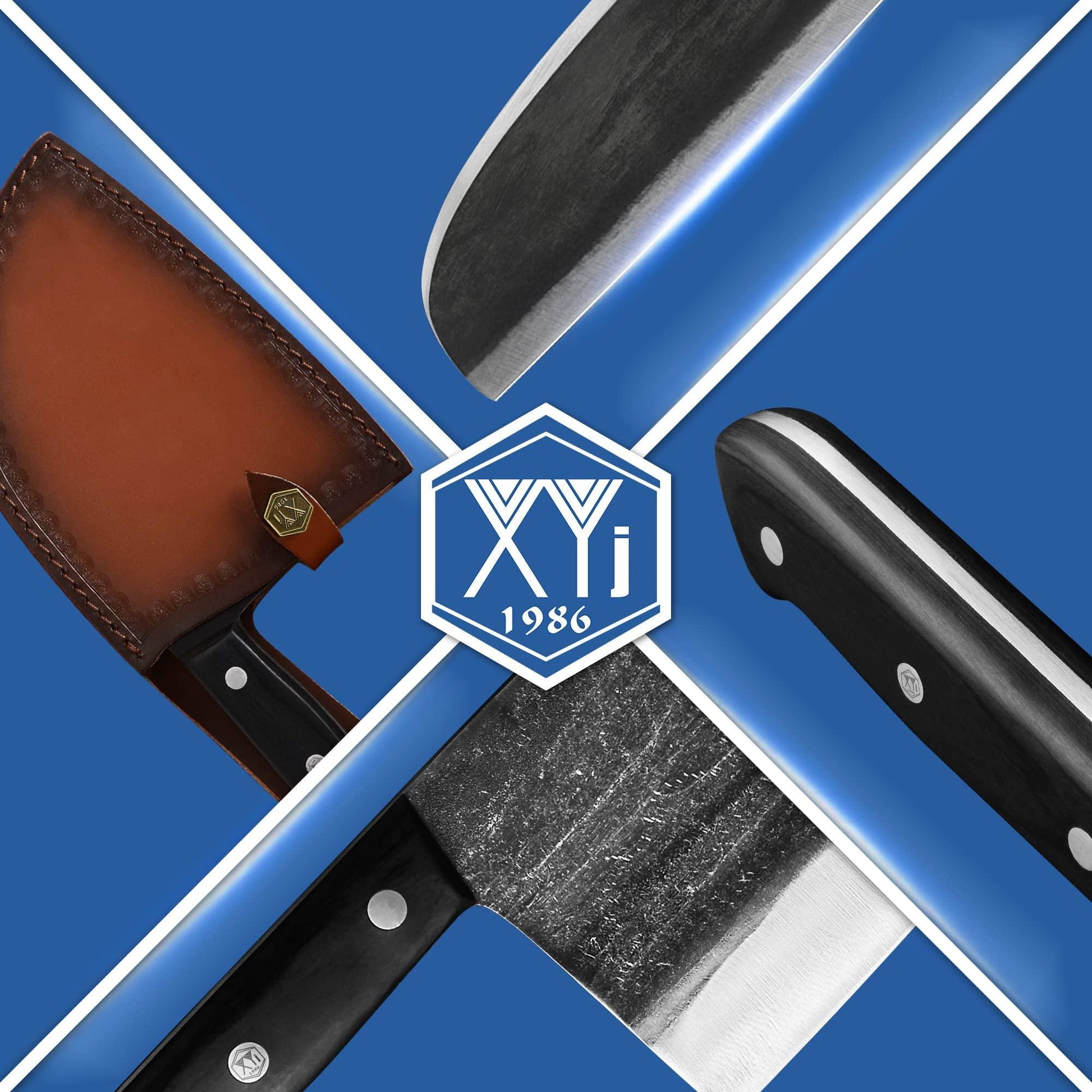 XYJ Authentic Since 1986,Outstanding Ancient Forging,6.7 Inch Full Tang,Serbian Chefs knife,Chef Meat Cleaver,Kitchen Knives,Set with Leather Sheath,Take Carrying,Butcher - CookCave