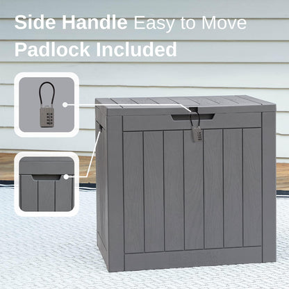 EAST OAK Deck Box, 31 Gallon Indoor and Outdoor Storage Box with Padlock for Patio Cushions, Outdoor Toys, Gardening Tools, Sports Equipment, Waterproof and UV Resistant Resin, Grey - CookCave