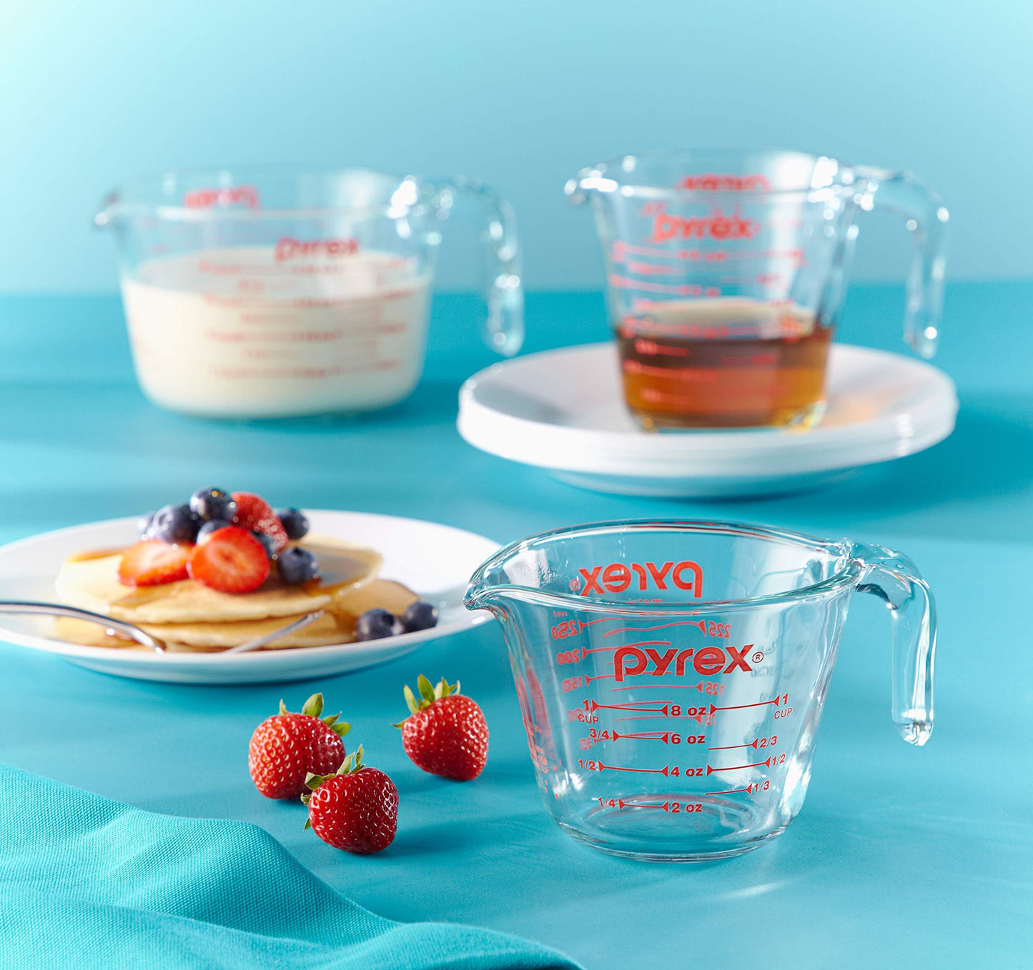 Pyrex 3 Piece Measuring Cup Set, Includes 1, 2, and 4 Tempered Glass Liquid Measuring Cups, Dishwasher, Freezer, Microwave, and Oven Safe, Essential Kitchen Tools - CookCave