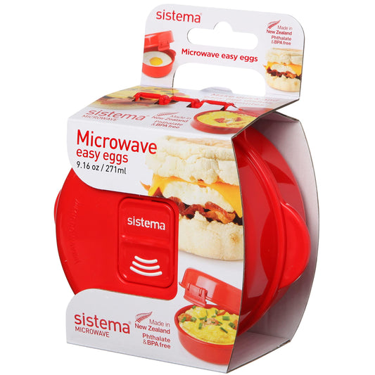 Sistema Microwave Egg Cooker and Poacher with Steam Release Vent, Dishwasher Safe, 9.16-Ounce, Red - CookCave