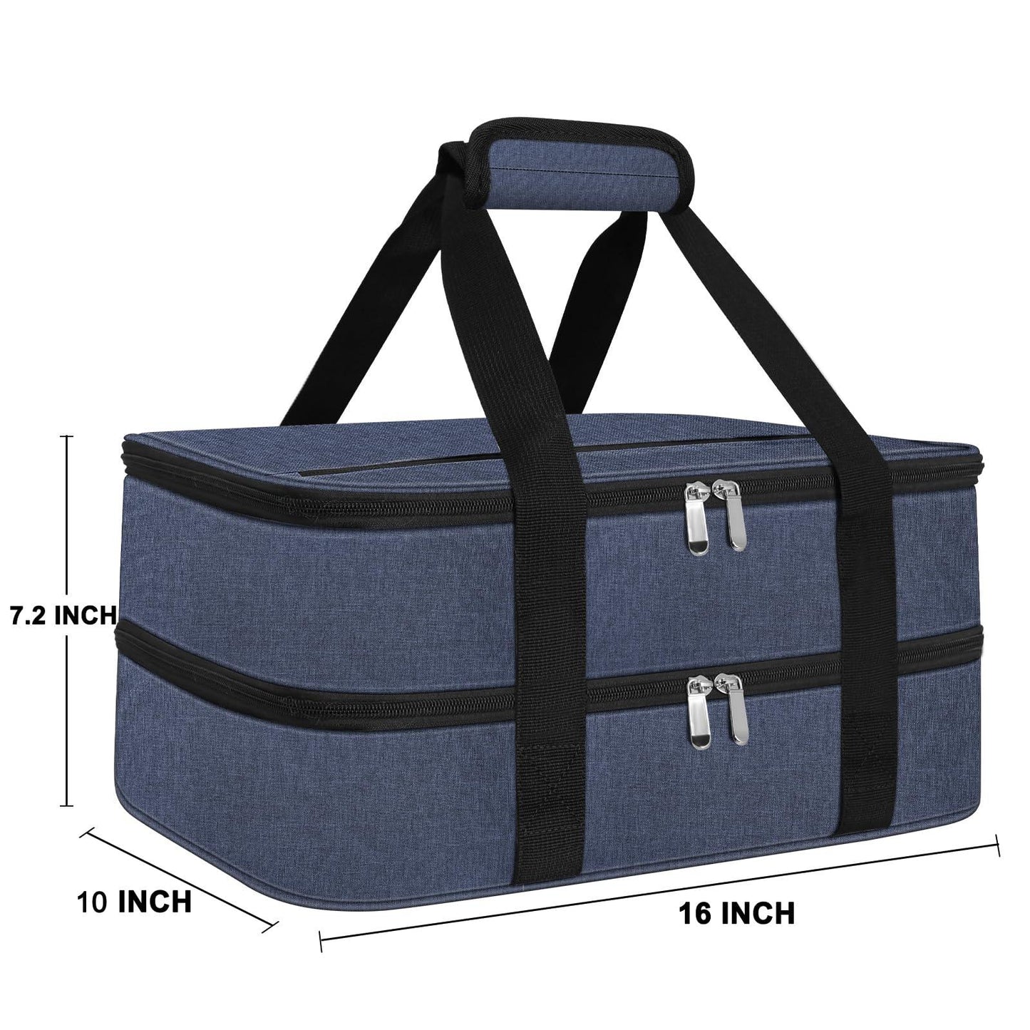 esouler Double Insulated Casserole Carrier Bag Hot & Cold Food Carrier Bag Lasagna Holder Lunch Bag for Picnics, Parties, Travel, Fits 9 x 13 Inches Casserole Dish-Blue - CookCave