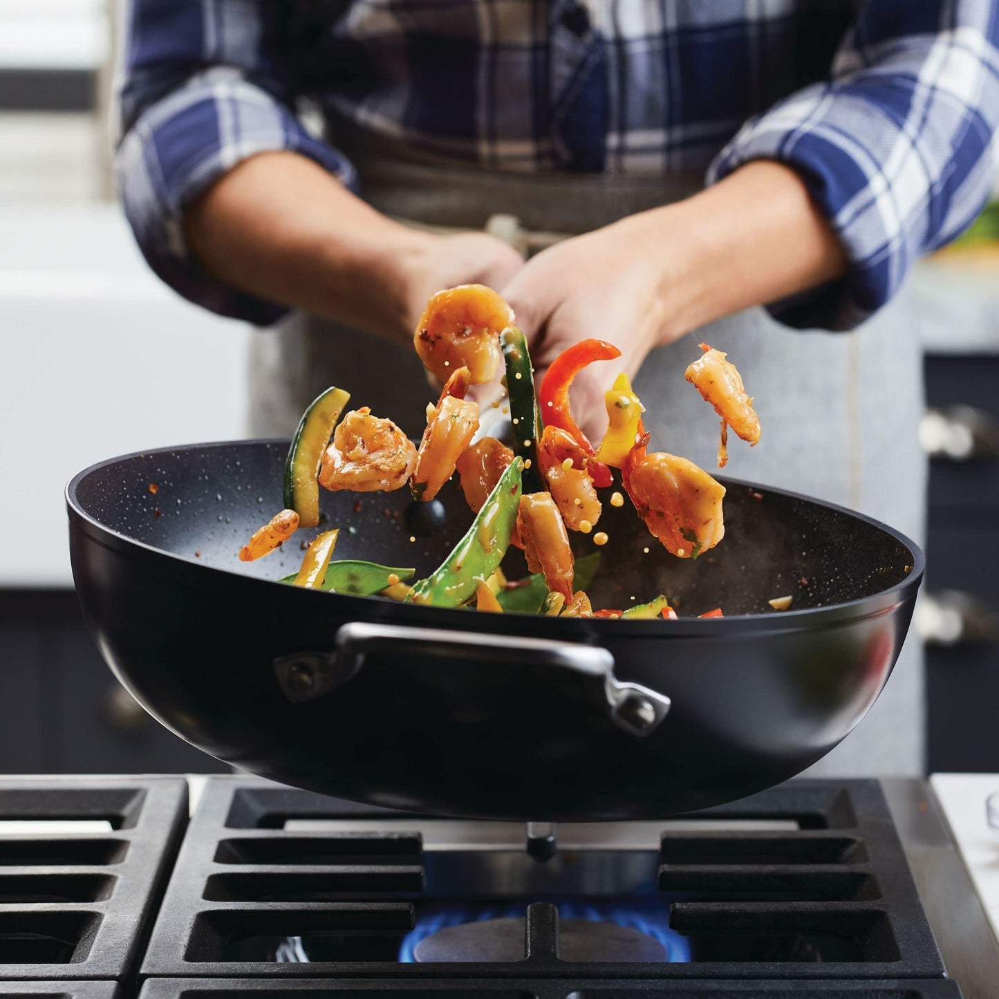 KitchenAid Hard Anodized Induction Nonstick Stir Fry Pan/Wok with Helper Handle, 12.25 Inch, Matte Black - CookCave