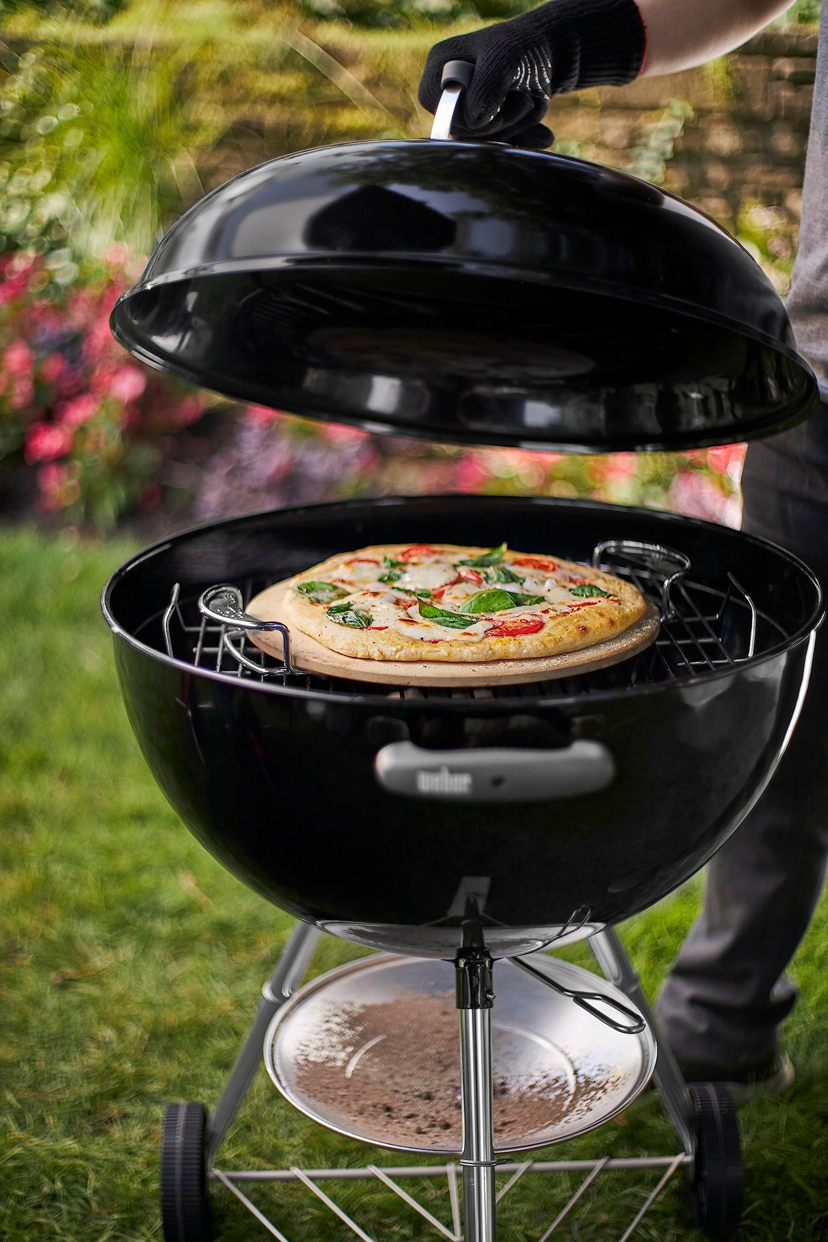 Weber Gourmet BBQ System Pizza Stone with Carry Rack,16.7" Long,Beige - CookCave