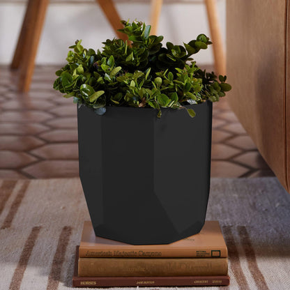 Bloem Tuxton Modern Hexagon Small Planter: 10" - Black - Matte Finish, Durable Resin, Modern Design, Optional Drainage Holes, for Indoor and Outdoor Use, Gardening, 2.7 Gallon Capacity - CookCave