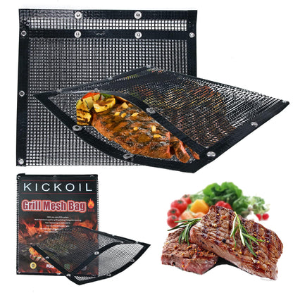 BBQ Accessories Mesh Grill Bags for Outdoor Grill,more than Grill Mat,Non-stick Resuable,Easy to Clean,Works on Electric Grill Outdoor Gas Charcoal BBQ Black Barbeque Grilling Accessories/BBQ Tools - CookCave