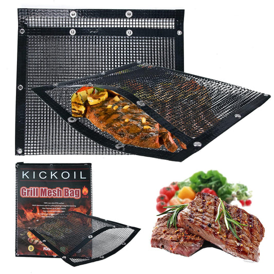 BBQ Accessories Mesh Grill Bags for Outdoor Grill,more than Grill Mat,Non-stick Resuable,Easy to Clean,Works on Electric Grill Outdoor Gas Charcoal BBQ Black Barbeque Grilling Accessories/BBQ Tools - CookCave