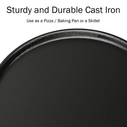 Home-Complete Cast Iron Pizza Pan-14” Skillet for Cooking, Baking, Grilling-Durable, Long Lasting, Even-Heating and Versatile Kitchen Cookware - CookCave