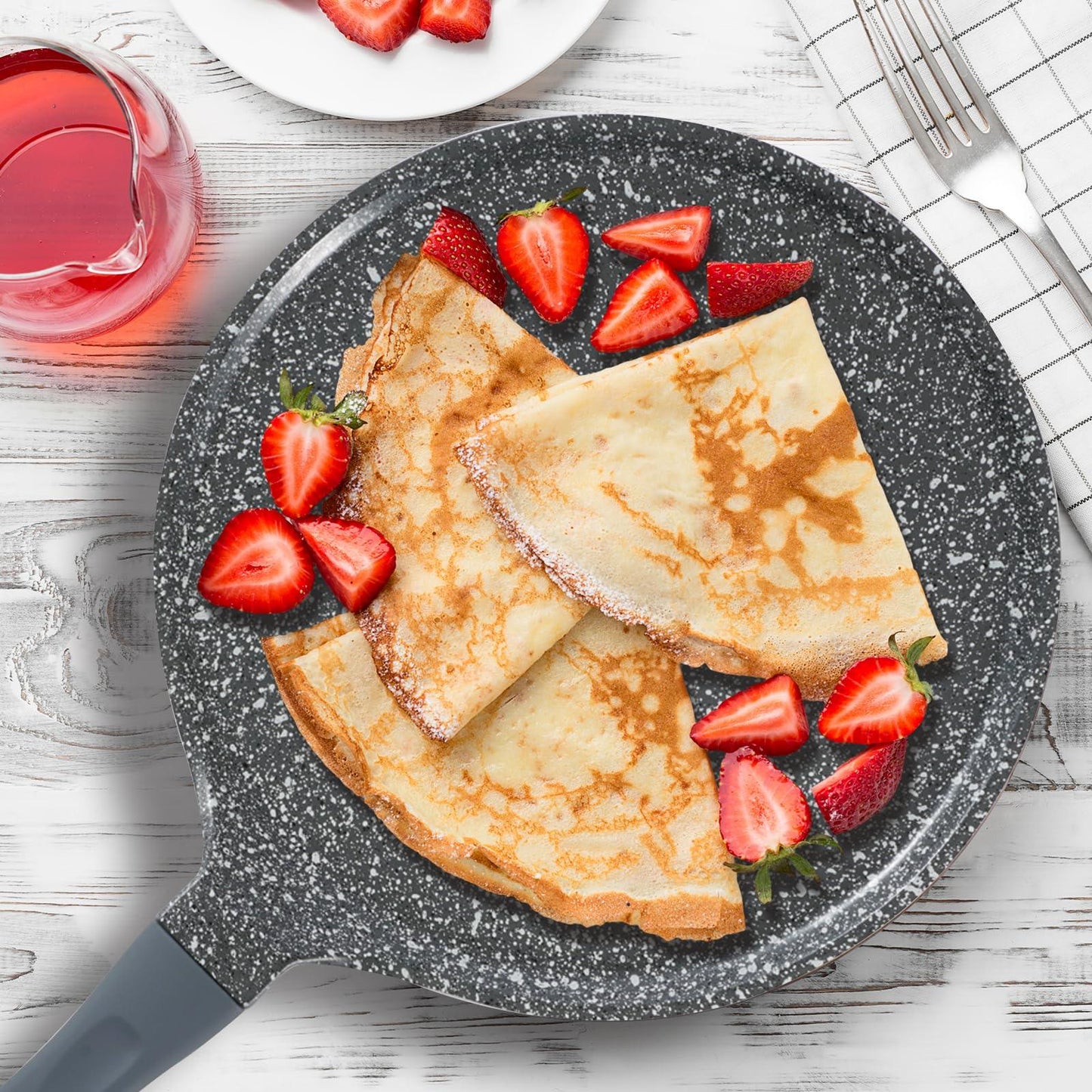 ACTIV CUISINE Nonstick Crepes Pan, Pancake Pan Skillet with Ceramic Coating 9.5 Inch Flat Skillet Tawa Dosa Tortilla Pan with Spreader Compatible with All Stovetops, PFOA-Free, Ashley Grey - CookCave