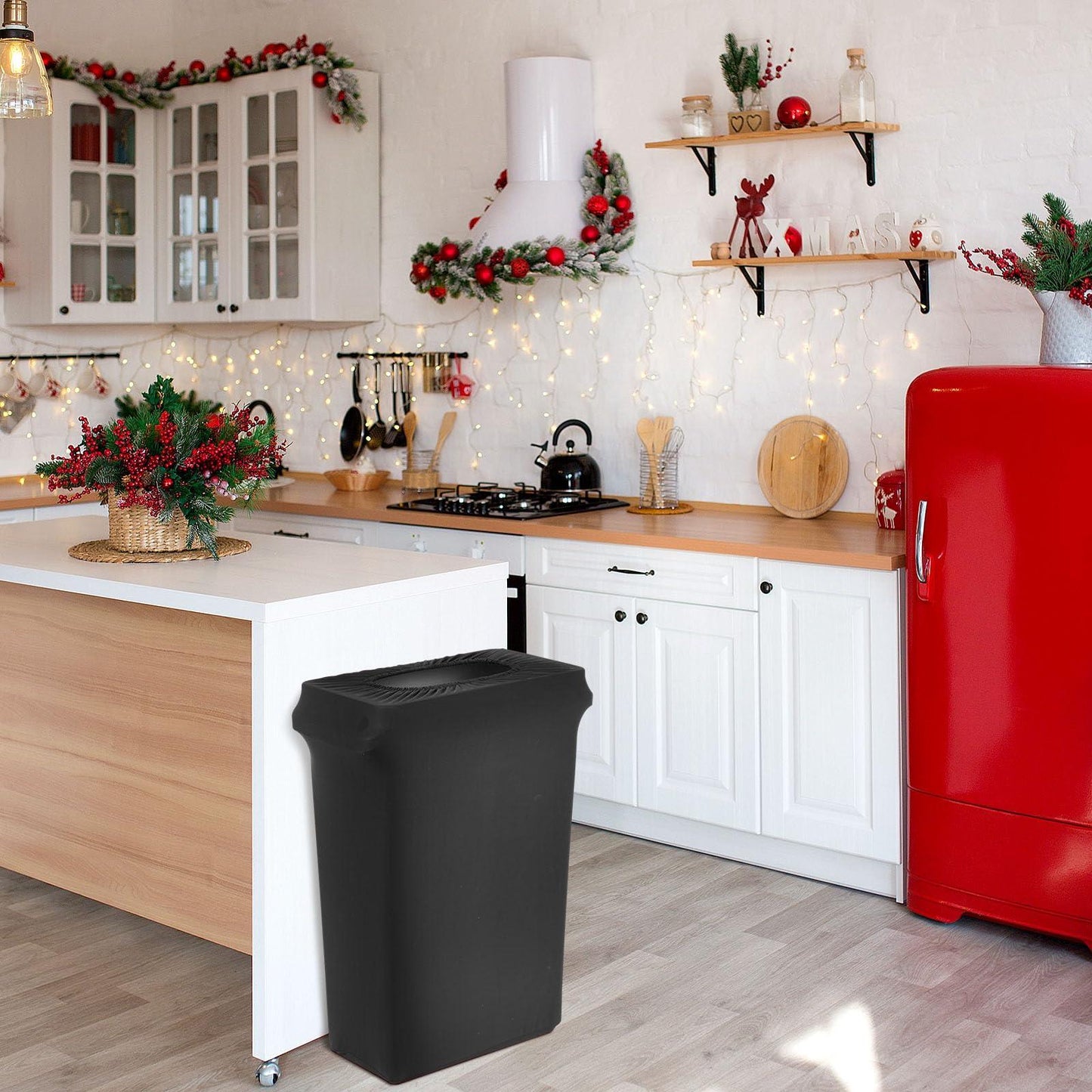 Windyun 2 Pcs 23 Gallon Black Spandex Stretchable Trash Can Cover Wedding Party Fundraiser Decorations for Home Garden (Not Include Trash Can) - CookCave