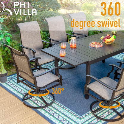 PHI VILLA Patio Dining Set for 8, 9 Piece Outdoor Table Chairs Set with 8 High Back Swivel Dining Chairs and Extendable Metal Patio Table, Outdoor Furniture Dining Set for Lawn Garden - CookCave