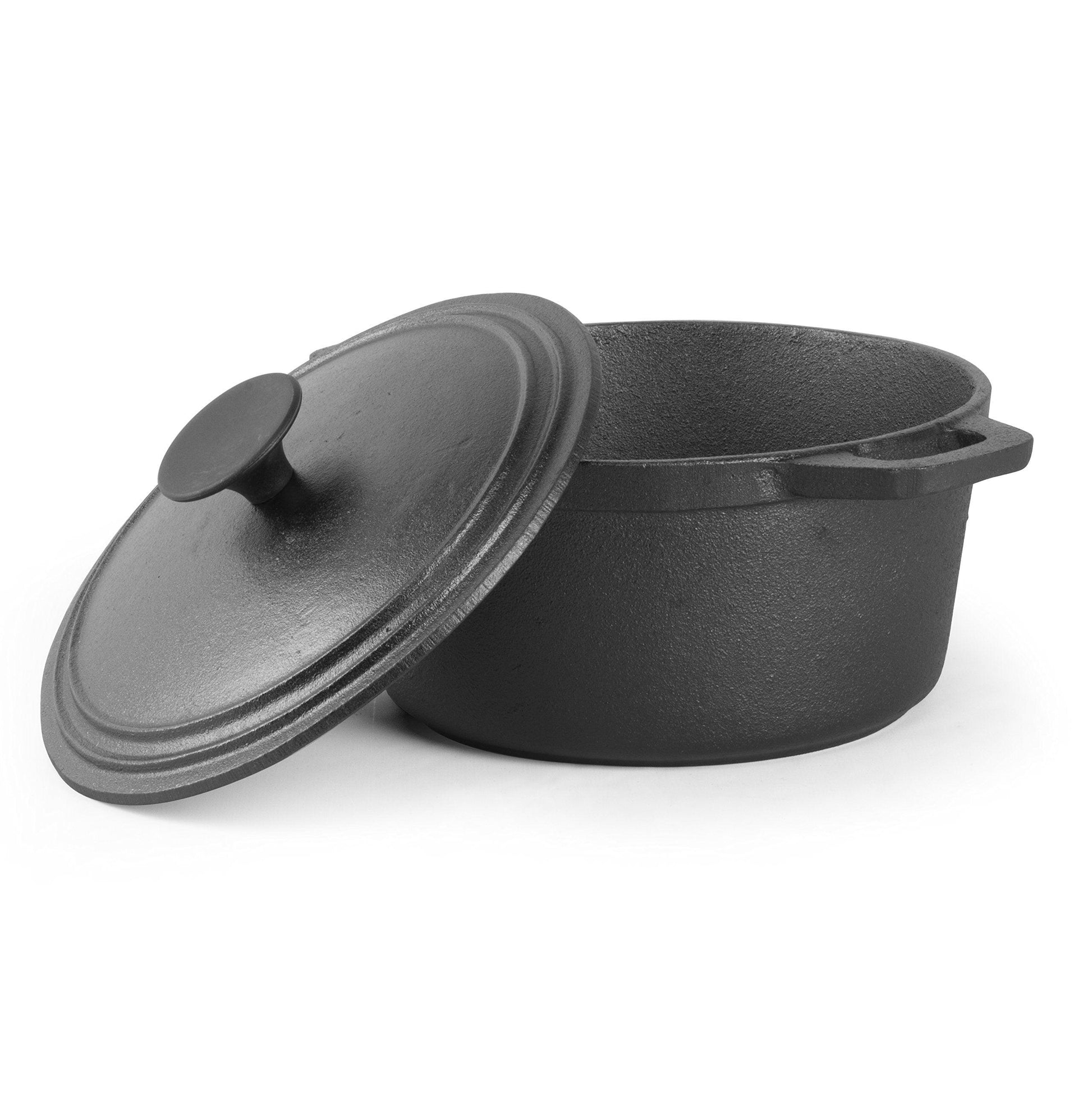 COMMERCIAL CHEF 3.4 Quart Cast Iron Dutch Oven with Dome Lid and Handles - CookCave