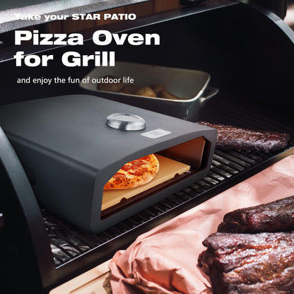 STAR PATIO Pizza Oven for Grill - Portable Grill Top Pizza Oven with Pizza Stone, Pizza Peel and Thermometer - Home Backyard Pizza Maker for Charcoal Grill, Gas Grill, PZB-002 - CookCave