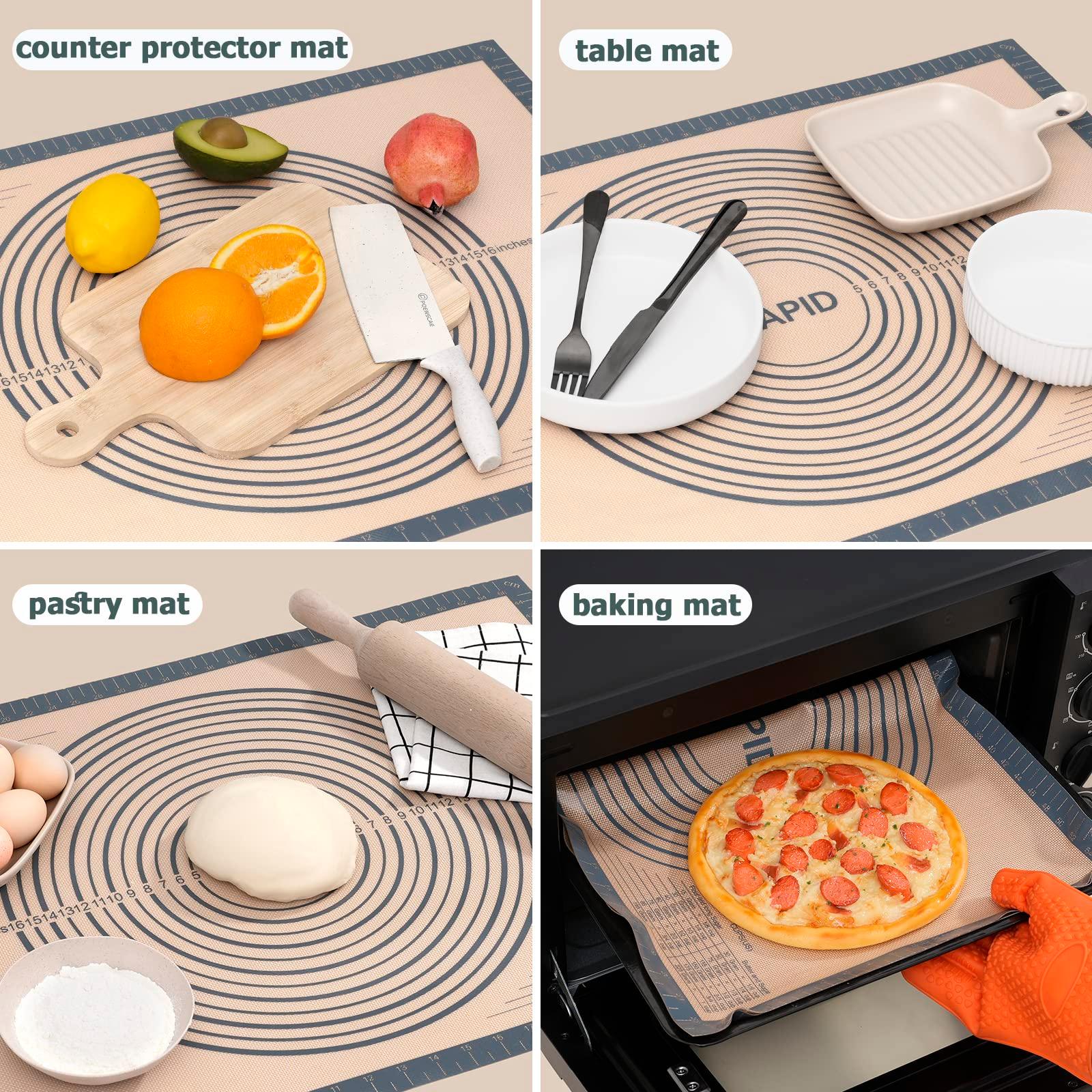 Sapid Extra Thick Silicone Pastry Mat Non-slip with Measurements for Non-stick Silicone Baking Mat Extra Large, Dough Rolling, Pie Crust, Kneading Mats, Countertop, Placement Mats (24" x 36", Gray) - CookCave