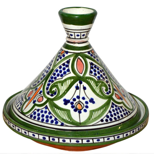 Moroccan Handmade Serving Tagine Exquisite Ceramic With Vivid colors Original Medium 10 inches Across - CookCave