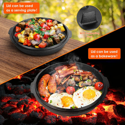 LIFERUN Dutch Oven Pot with Lid, 13.2 Quart Cast Iron Dutch oven, with Lid Lifter Handle & stand and Dual Function Lid Griddle for Home Cooking BBQ Baking - CookCave
