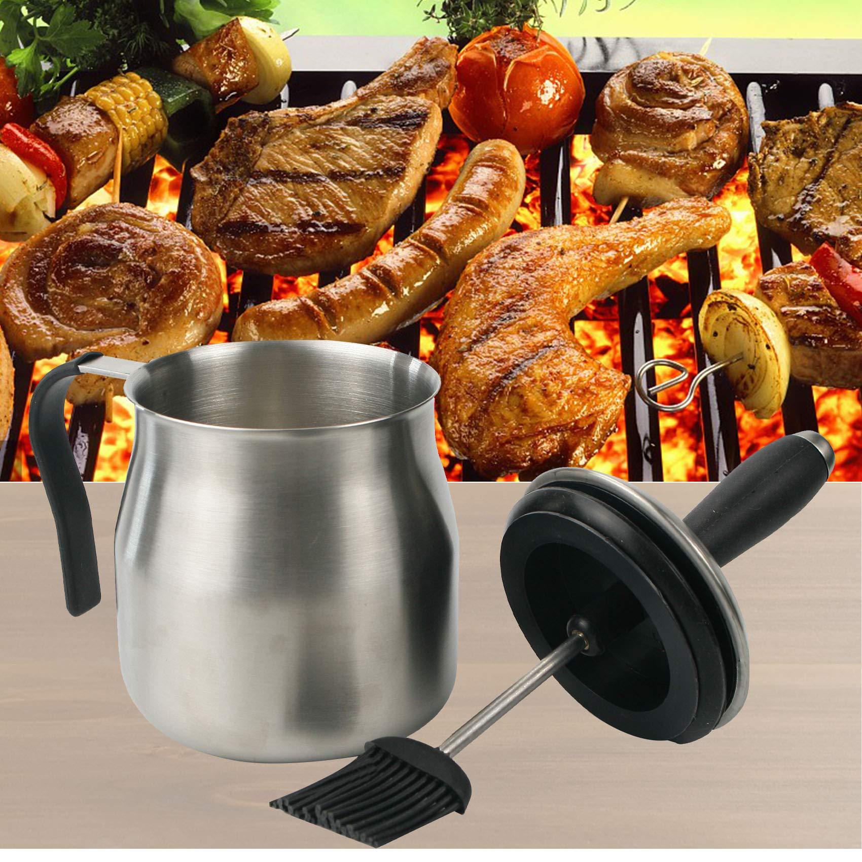 Sauce Pot and Basting Brush Pot Set Grill Gadgets for Men Grilling Smoking Meat Accessories Outdoor BBQ Gifts Kitchen Tools for Cooking Barbecue Pastry Baking Party Cakes Desserts - CookCave